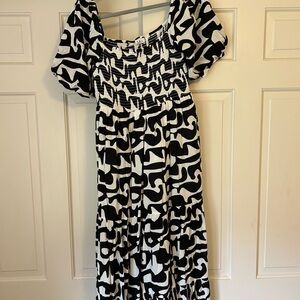 THML Black and White Textured Dress